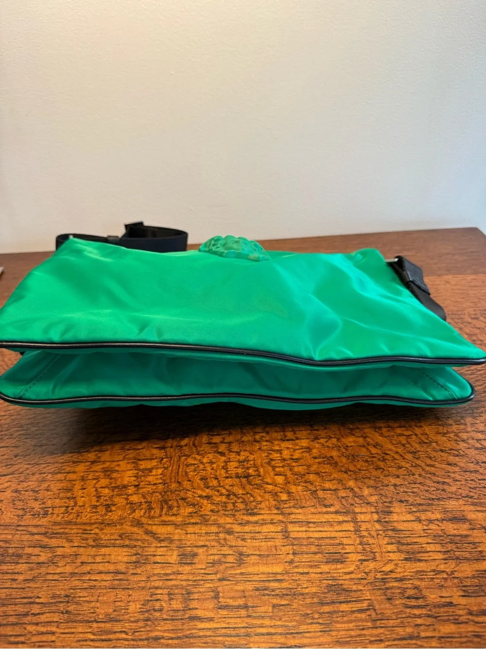Versace La Medusa Green Nylon Crossbody Messenger Bag with COA
